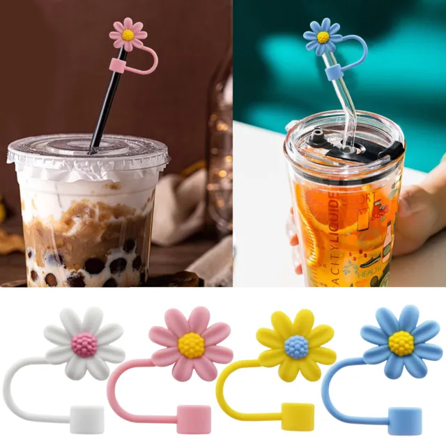 Straw Cover Cap for Stanley Cup,Silicone Straw Topper,10mm 0.4in Dust-Proof  Reusable Straw Tips Lids,Straw Tip Covers for Stanley Cups Accessories  (6pcs Cup Cloud Flower) 