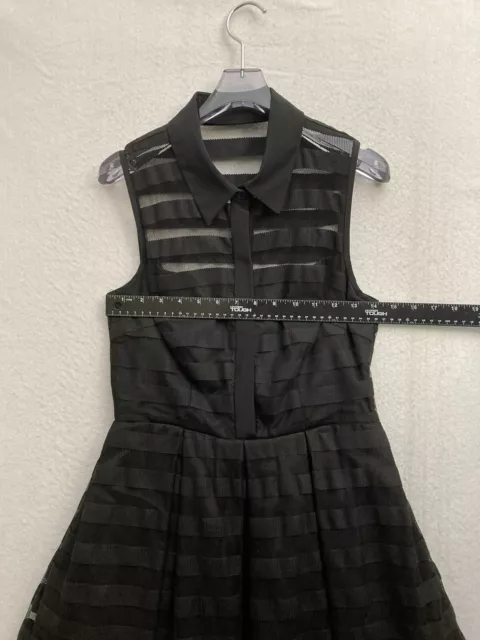NWT Trina Turk Sheer Stripe Flare Shirtdress Size 4 Black Silk Blend 2