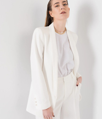 Giacca donna lunga manica elegante primavera blazer smoking bianco bolero da XL