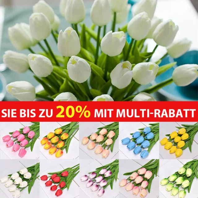 10 Stück Künstliche Tulpe Blumenstrauß Flanzen Hochzeit Party Kunstblumen Deko