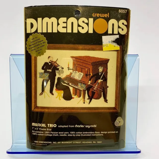 Kit de trío musical Dimensions Crewel 7 x 5"" tamaño vintage 1980