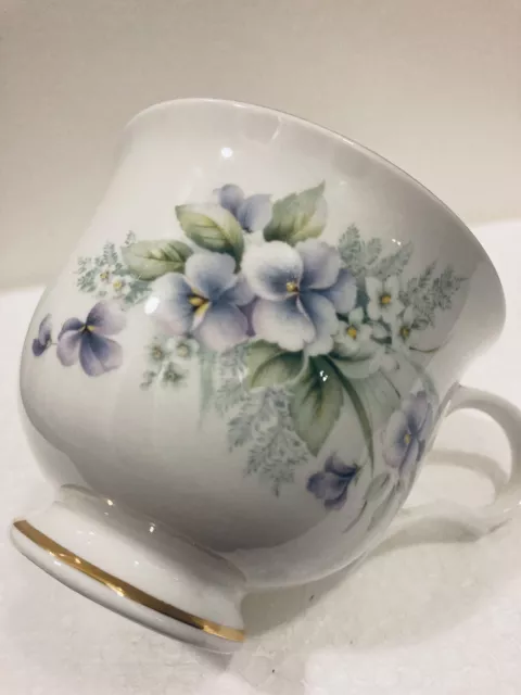 Sadler Wellington Tea Cup & Saucer Fine Bone China Purple Pansies 3