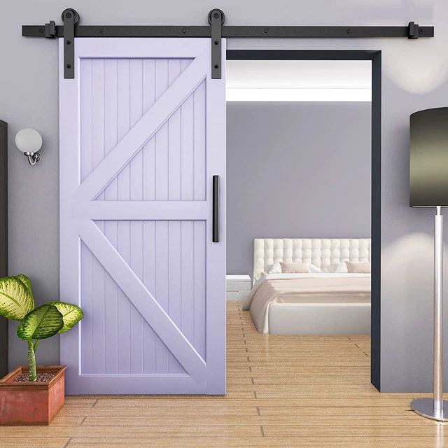 Sliding Barn Door 6.6FT Hardware Closet Kit Black Modern Hang Style Track Rail