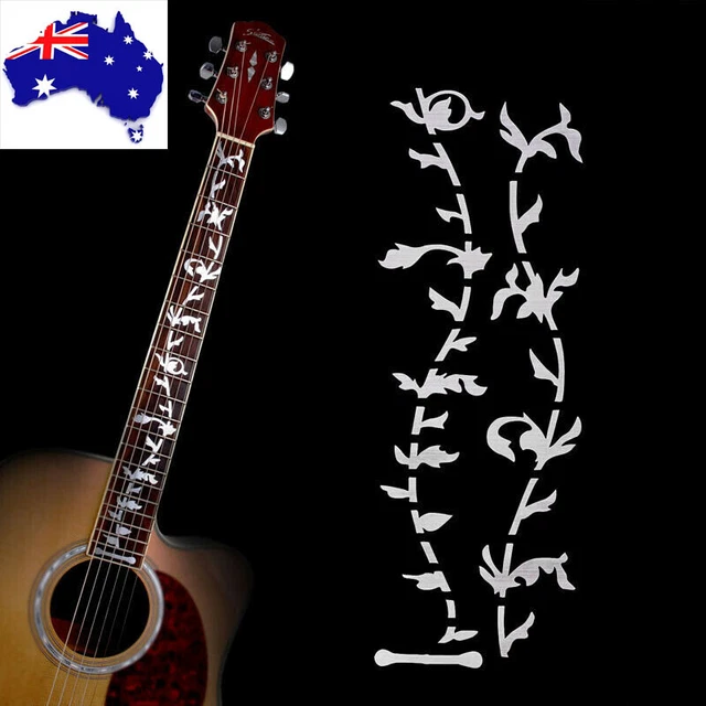 AU 1pcs Tree Of Life Guitar Bass Fretboard Inlay Sticker Neck Fret Decals Silver