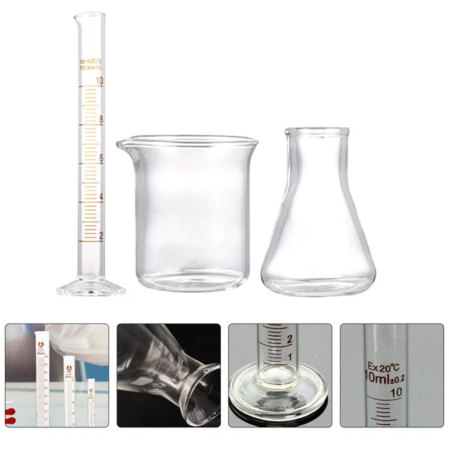 3pcs Chimie Cylindre Verre Mesure Cylindre Classe b Tolérance Cylindre