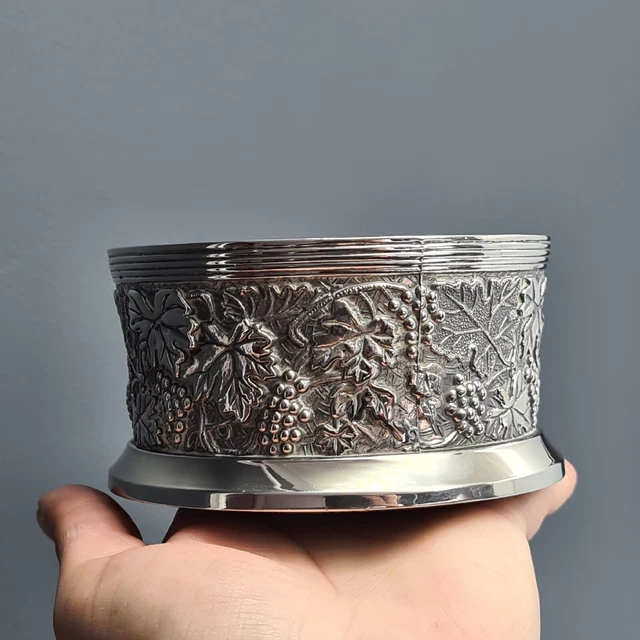 Vintage silver plate wine or Champagne bottle coaster