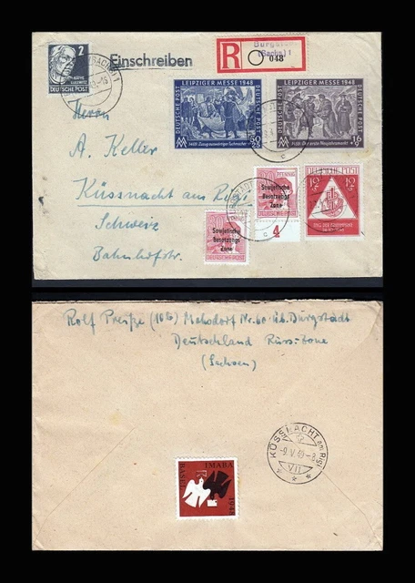 0985 - Germany Soviet Zone 1949 Registered Burgstedt To Kuessnacht A. Rigi