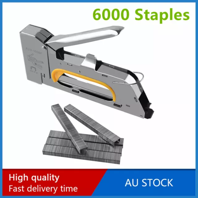 Heavy Duty Staple Gun Stapler + 6000 Staples Fastener Tool Tacker Upholstery AU