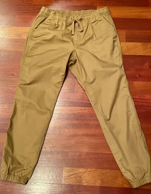 Gap Men's Canvas Joggers Elastic Ankle Drawstring Waist Pants -Brown-Size Medium