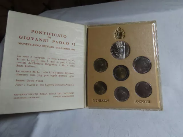 Vatikan offizieller KMS 1985 orig. Blister incl. 1000 Lire Silbermünze