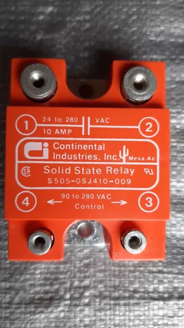 Continental Industries Solid State Relay S505-0SJ410-009 24 TO 280V 10A