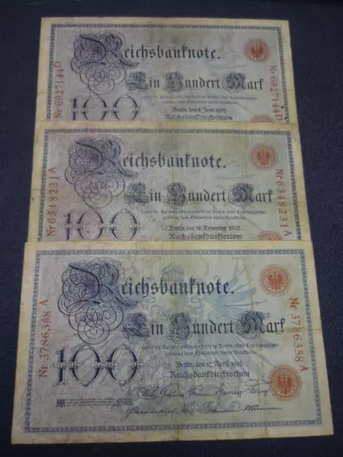 Reichsbanknoten 100 Mark 1903-1905- 1907