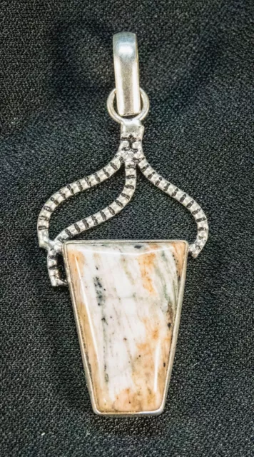 Beautiful Jasper Pendant with Decorative Sterling Silver Setting 2" x 1"