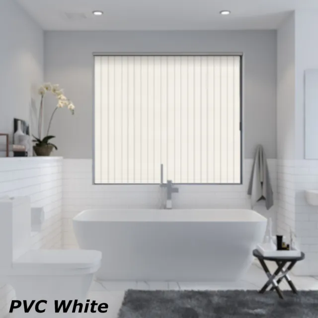Tailor Made Blackout Vertical Louvre Blind Complete In White Pvc
