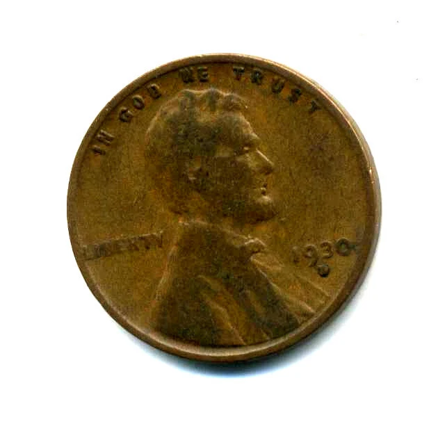 Lincoln Head Wheat Cent 1930 D Average Circulated U.S.A 1 Penny Coin #8301