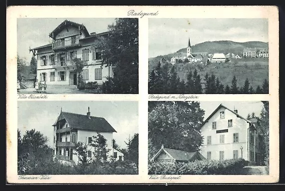 AK Radegund, Villa Elisabeth, Ortsansicht, Theresien-Villa, Villa Budapest