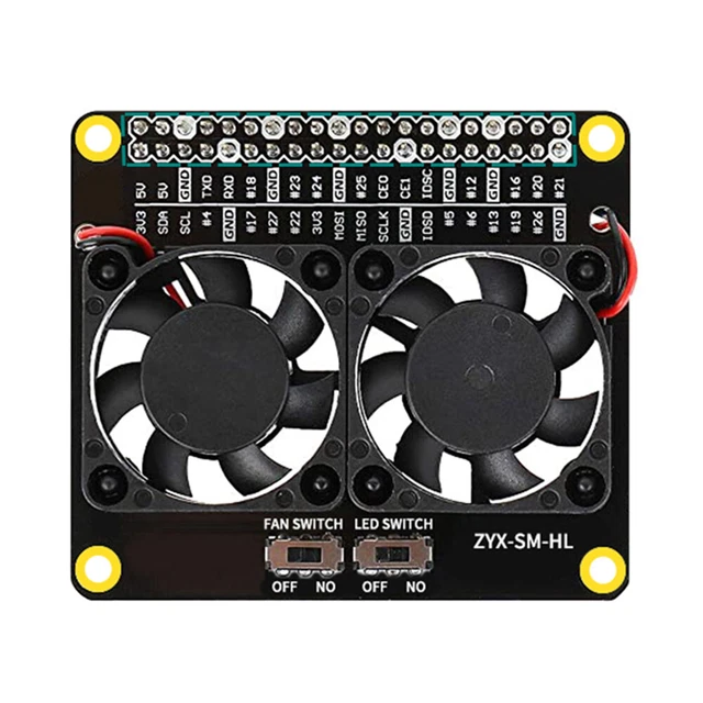LED DUAL COOLING Fan Module GPIO Expansion Board for Raspberry Pi 3B ...