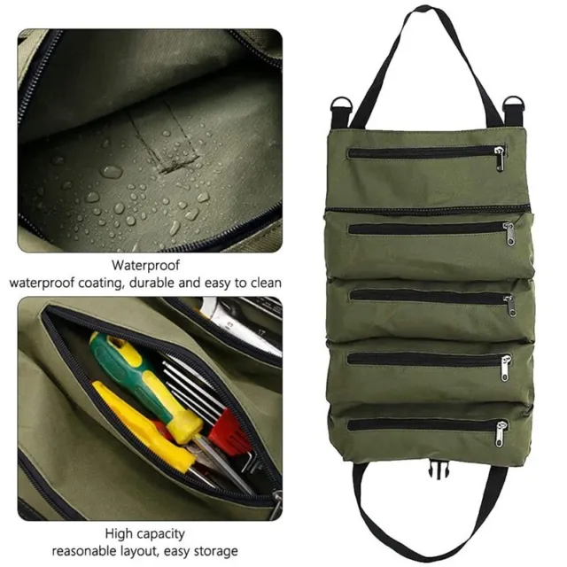 Car First Aid Kit Wrap Roll Storage Case Multi-Purpose Roll UpTool Bag Tool Roll