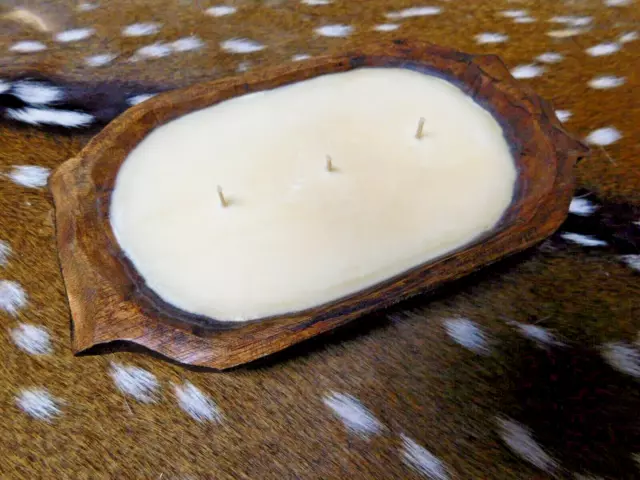 Carved Wooden Dough Bowl Soy Wax Candle Scented MAPLE PECAN Wood Trencher 1LB