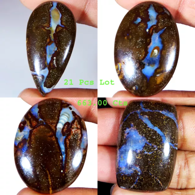 100% natural BOULDER OPAL cabochon loose gemstone 663.00 Cts. (21 Pieces Lot)