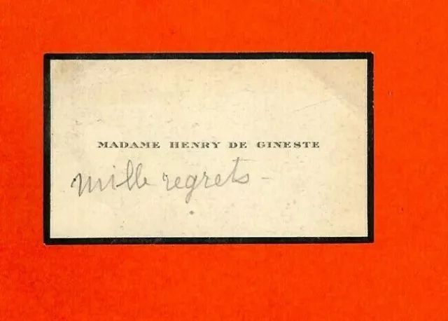 Carte De Visite Noblesse / Mme Henry De Gineste