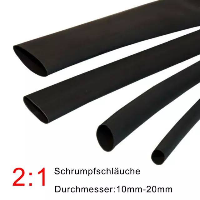 2:1 Schwarz Schrumpfschlauch 10 mm-20 mm Isolier Schlauch Schrumpfend Rund Flach