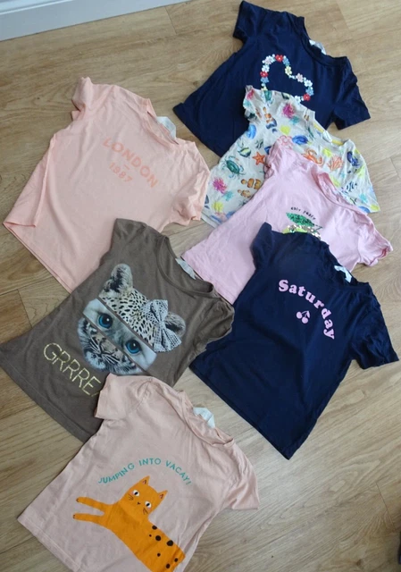 H&M girls 7 piece summer clothes bundle t shirts tops AGE 6 - 7 YEARS