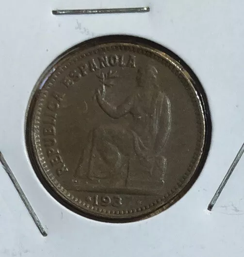 1937 Spain 50 Centimos Copper Coin-23MM-KM#754.1