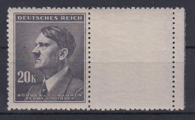 Böhmen + Mähren 108 mit Leerfeld rechts Adolf Hitler 20 K postfrisch