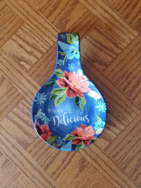 Pioneer Woman Spring Bouquet Spoon Rest "Make Life Delicious" 112735.01