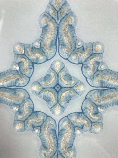 Vintage Mid Century English Blue Geometric Abstract Ceramic Pottery Tile 3