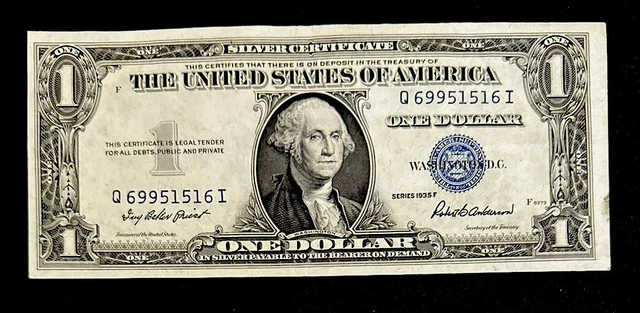 1935 F $1 Dollar Silver Certificate Blue Seal Note
