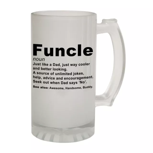 Frosted Glass Beer Stein - Funcle-Noun-Family Funny Novelty Christmas Gift Gifts