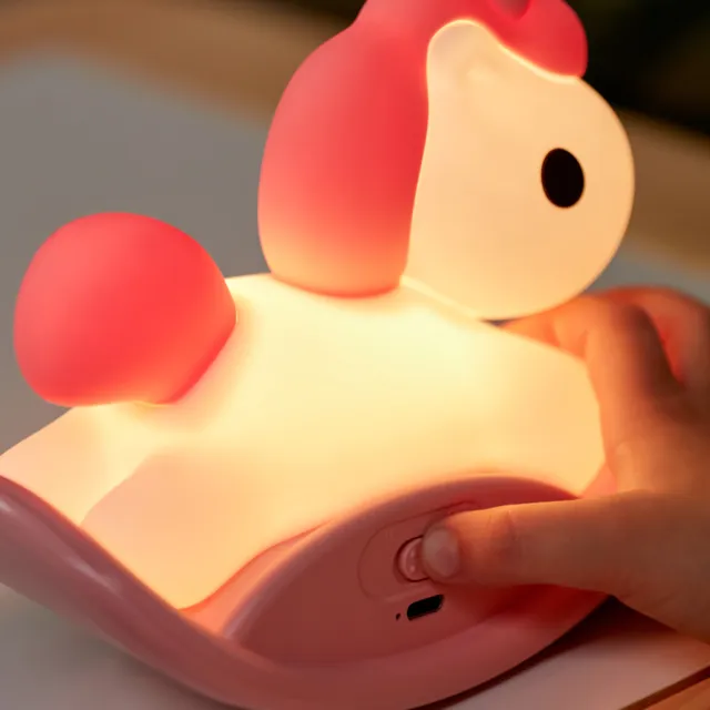 (Pink)LED Silicone Night Light USB Rechargeable Horse Baby Night Light Cute