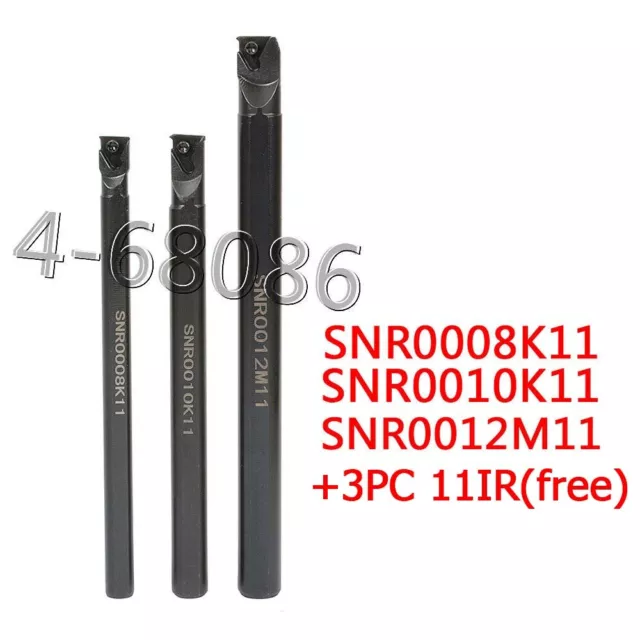 3pc SNR 8mm+10mm+12mm +11IR 1/4" insert internal Turning Tool threading Holder