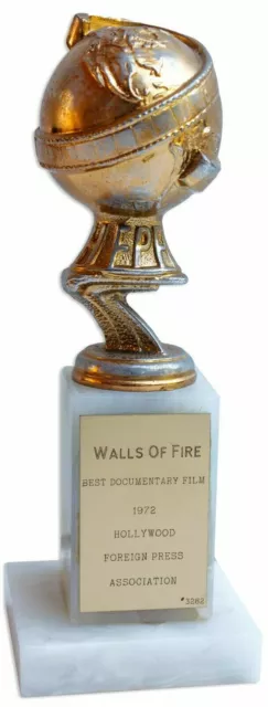Golden Globe Award For Walls of Fire 1972 Best Doc w/ Nomination Certificate Golden Globe Award For Walls of Fire 1972 Best Doc w/ Nomination Certificate