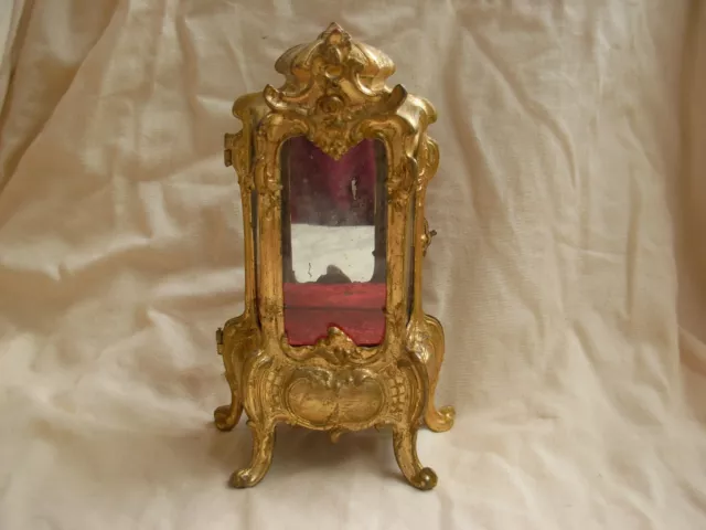 ANTIQUE FRENCH GILT SPELTER GLASS DISPLAY CASE,LATE 19th CENTURY