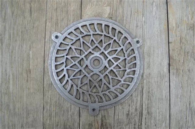 Fantastic large round cast iron victorian style grill air vent cover 8 inch HX1