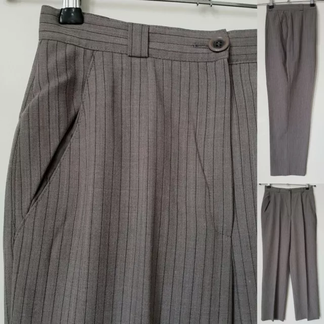 Pantaloni vita alta in termini | W26 L27 | grigio gesso donna vintage anni '90 TL14