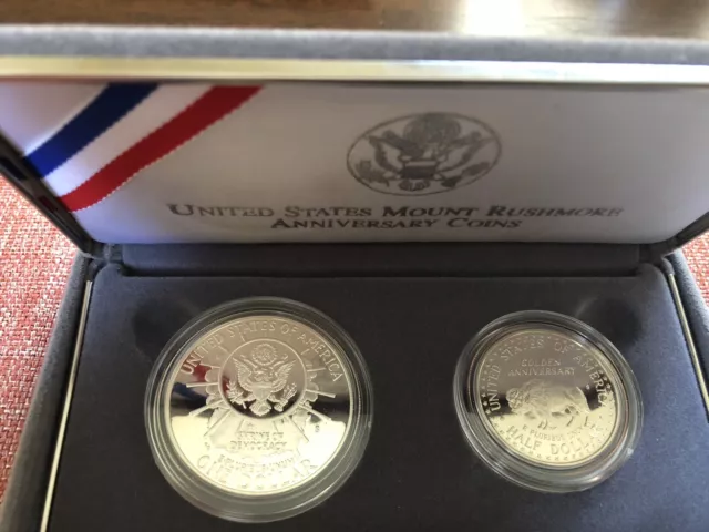 1991 Mount Rushmore Anniversary Commemorative Two Coin PROOF Set 3