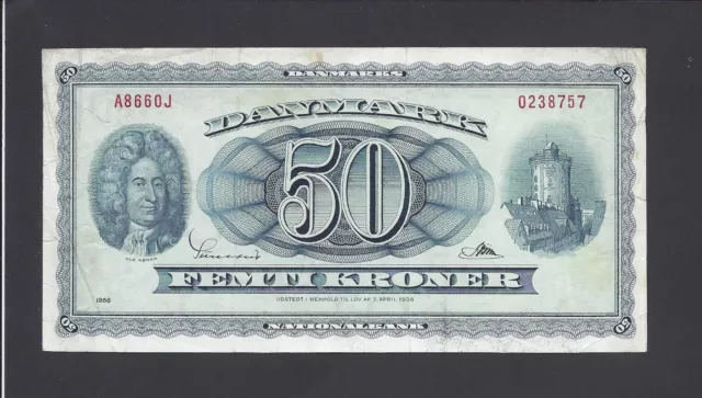 Denmark  -  50  Kroner  1960   @ 0J Suffix -  Replacement   @