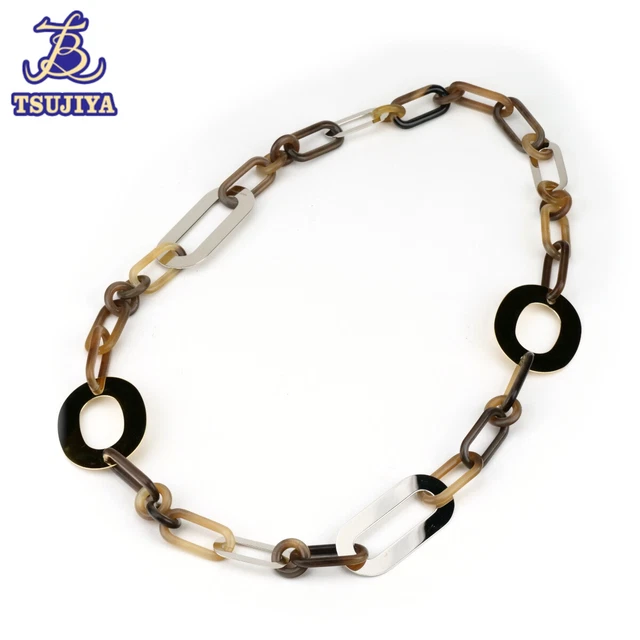 Hermes Meyens Buffalo Horn Metal Necklace Length 95Cm 108.9G France Used Tsujiya