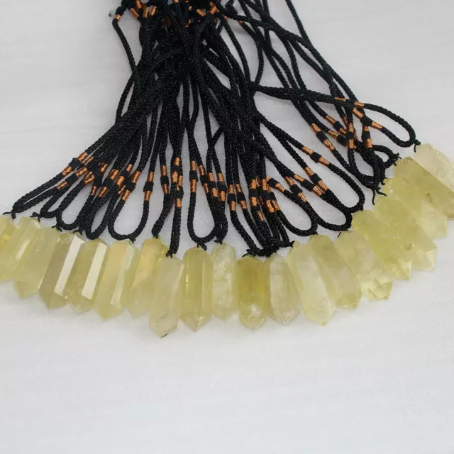 10Pcs Natural Citrine Quartz Crystal Stone Pendant Necklace Chakra Healing Reiki