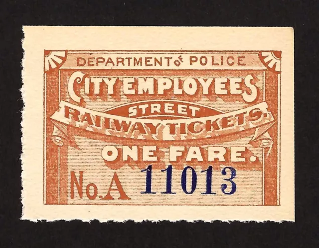 Department of Police - City Employees Street Railway Ticket