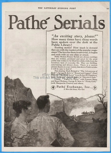 1920 Pathe Exchange Motion Picture Movie Serials Ruth Roland Jack Dempsey Ad