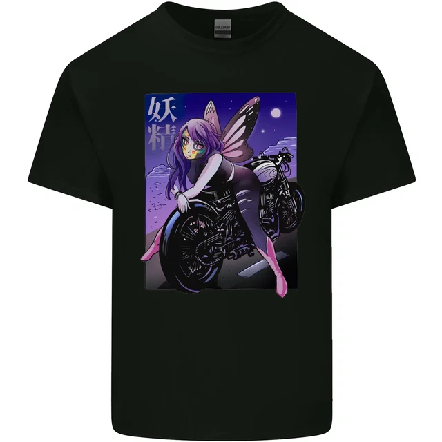 Anime Fairy Biker Japan Motorbike Motorcyle Kids T-Shirt Childrens