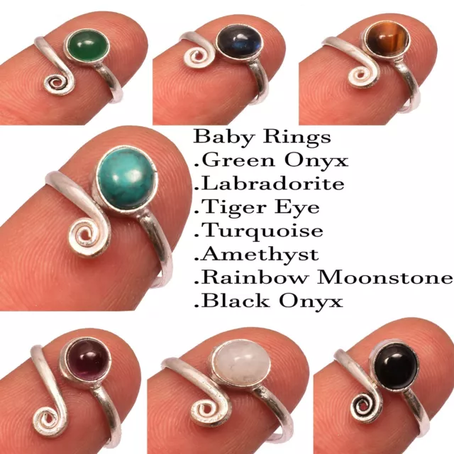 Moonstone upto 5000pcs 925 Sterling Silver Plated Adjustable Baby Small Rings 3