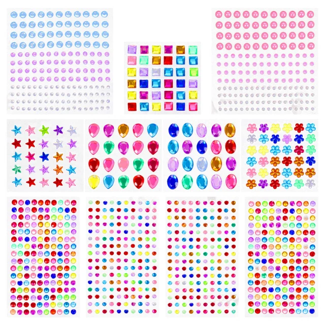 11 Hojas Pegatinas Diamantes de Cristal Maquillaje Pedrería Joyería Niños