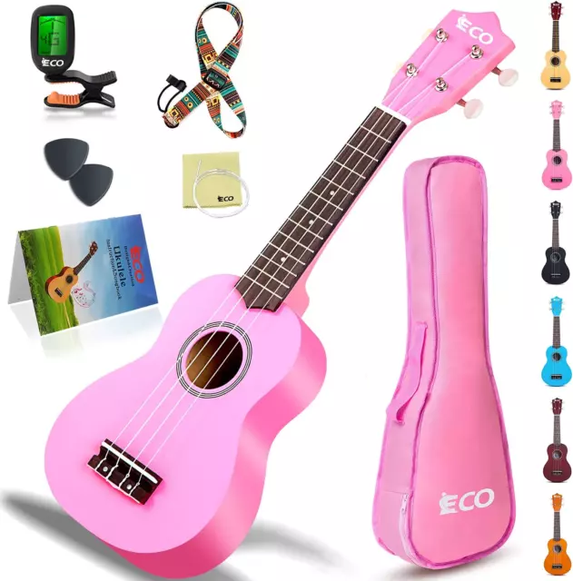 Soprano Ukulele Beginner Kit for Kids Adults 21 Inch Ukelele W/Case Strap Tuner