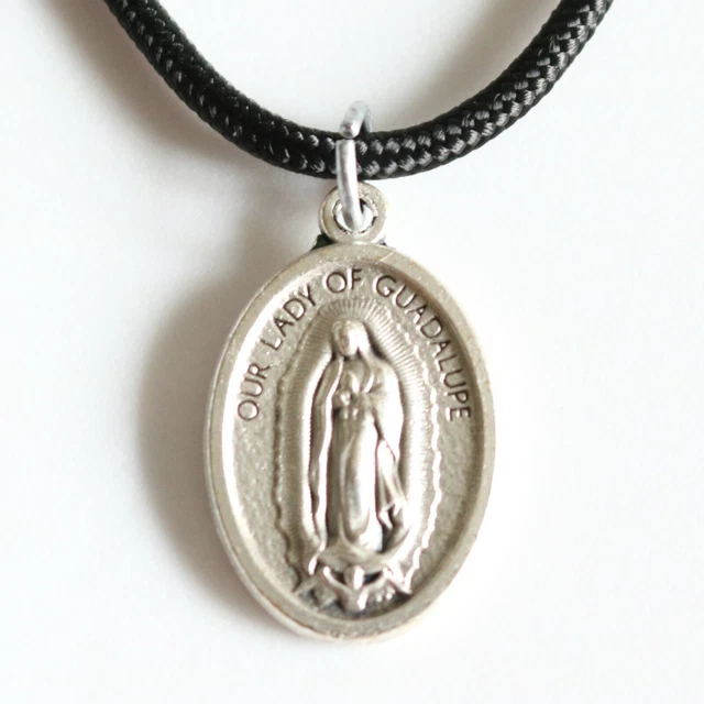 OUR LADY OF Guadalupe Pendant Black Paracord Medal Necklace Catholic ...